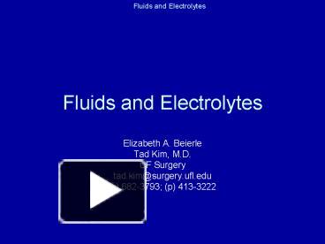 Ppt Fluids And Electrolytes Powerpoint Presentation Free To View