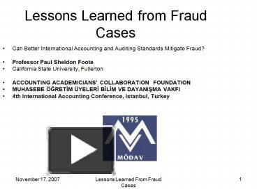 PPT – Lessons Learned from Fraud Cases PowerPoint presentation | free to  view - id: 10aac-MTJmZ