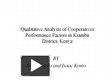 PPT – Qualitative Analysis Of Cooperatives Performance Factors In ...