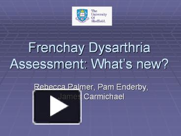 frenchay dysarthria assessment