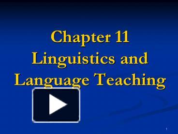 PPT – Linguistics And Language Teaching PowerPoint Presentation | Free ...