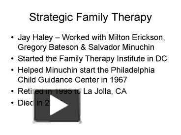 PPT – Strategic Family Therapy PowerPoint Presentation | Free To View ...