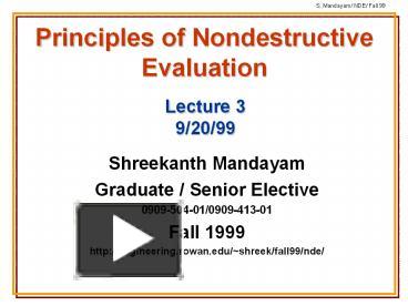 PPT – Principles Of Nondestructive Evaluation PowerPoint Presentation ...