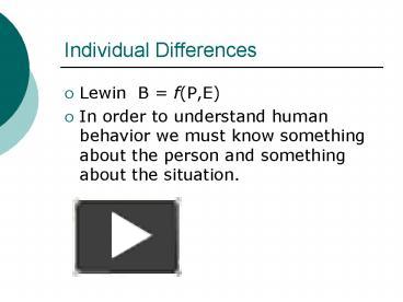 PPT – Individual Differences PowerPoint Presentation | Free To View ...