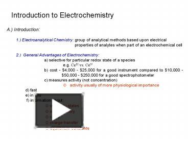 PPT – Introduction To Electrochemistry PowerPoint Presentation | Free ...