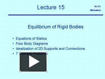 PPT – Equilibrium Of Rigid Bodies PowerPoint Presentation | Free To ...