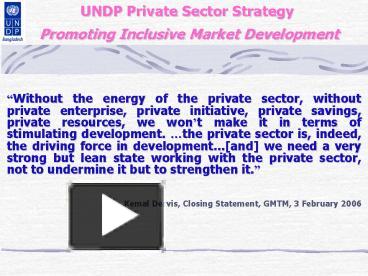 PPT – UNDP Private Sector Strategy Promoting Inclusive Market ...