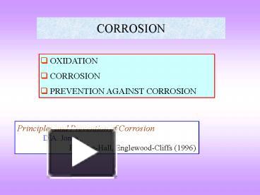 PPT – CORROSION PowerPoint Presentation | Free To View - Id: 120008-MTZhZ