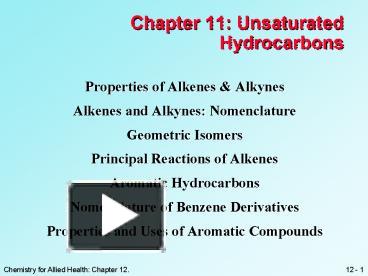 Ppt Chapter Unsaturated Hydrocarbons Powerpoint Presentation