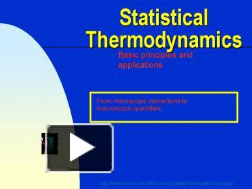 PPT – Statistical Thermodynamics PowerPoint Presentation | Free To View ...