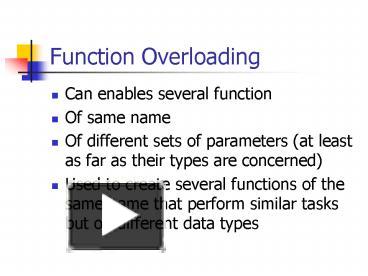 PPT – Function Overloading PowerPoint Presentation | Free To View - Id ...