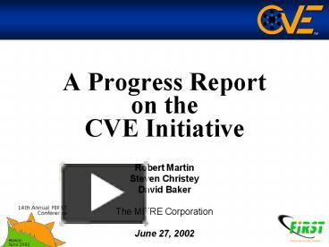 PPT – A Progress Report On The CVE Initiative PowerPoint Presentation ...