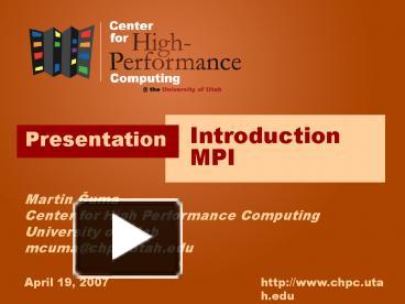 PPT – Introduction MPI PowerPoint Presentation | Free To View - Id ...