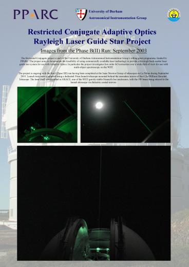 PPT Restricted Conjugate Adaptive Optics Rayleigh Laser Guide Star