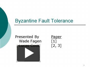 PPT – Byzantine Fault Tolerance PowerPoint Presentation | Free To View ...