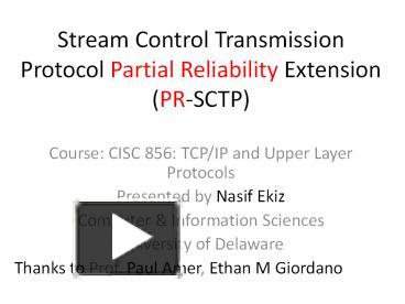 Ppt Stream Control Transmission Protocol Partial Reliability