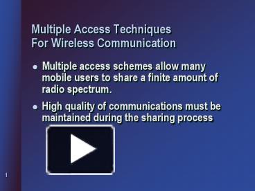 PPT – Multiple Access Techniques For Wireless Communication PowerPoint ...