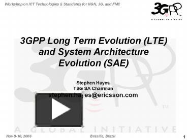 PPT – 3GPP Long Term Evolution (LTE) And System Architecture Evolution ...