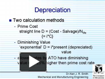 PPT – Depreciation PowerPoint Presentation | Free To View - Id: 152ce3 ...