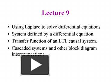 PPT – Using Laplace To Solve Differential Equations' PowerPoint ...