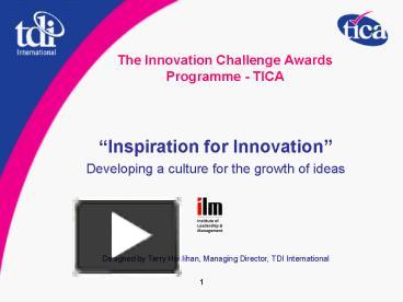 PPT The Innovation Challenge Awards Programme TICA PowerPoint