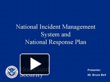 PPT – National Incident Management System And National Response Plan ...