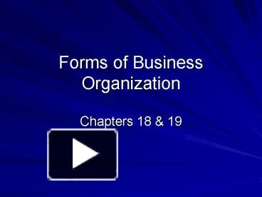 PPT – Forms Of Business Organization PowerPoint Presentation | Free To ...