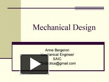 PPT – Mechanical Design PowerPoint Presentation | Free To View - Id ...