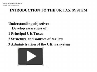 PPT – INTRODUCTION TO THE UK TAX SYSTEM PowerPoint Presentation | Free ...