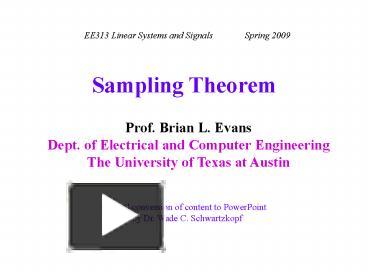 PPT – Sampling Theorem PowerPoint Presentation | Free To View - Id ...