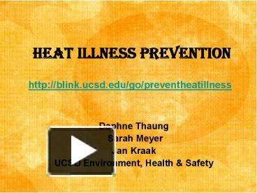 PPT – Heat Illness Prevention PowerPoint Presentation | Free To View ...