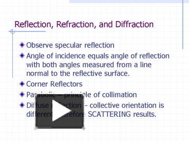 PPT – Reflection, Refraction, And Diffraction PowerPoint Presentation ...