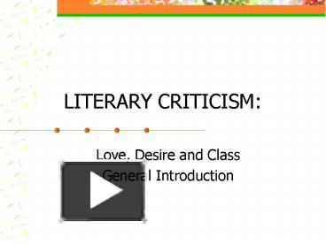 PPT – LITERARY CRITICISM: PowerPoint Presentation | Free To Download ...