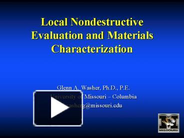 PPT – Local Nondestructive Evaluation And Materials Characterization ...