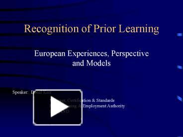 PPT – Recognition Of Prior Learning PowerPoint Presentation | Free To ...