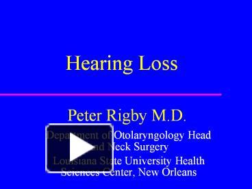 PPT – Hearing Loss PowerPoint Presentation | Free To Download - Id ...