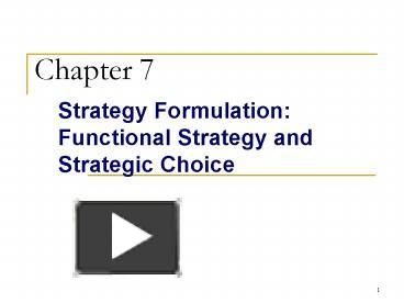 PPT – Strategy Formulation: Functional Strategy And Strategic Choice ...