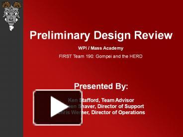 PPT - Preliminary Design Review Presentation University of