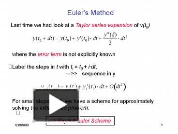 PPT – Eulers Method PowerPoint Presentation | Free To View - Id: 1cd5c4 ...