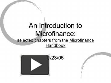 PPT – An Introduction To Microfinance: Selected Chapters From The ...