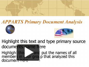 PPT – APPARTS Primary Document Analysis PowerPoint Presentation | Free ...