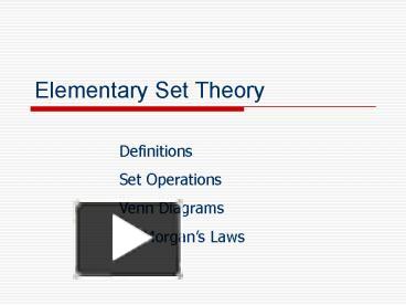 PPT – Elementary Set Theory PowerPoint Presentation | Free To View - Id ...