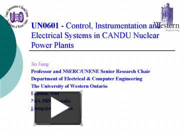 PPT – UN0601 Control, Instrumentation And Electrical Systems In CANDU ...