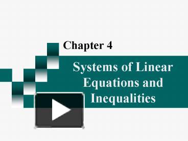 PPT – Systems Of Linear Equations And Inequalities PowerPoint ...