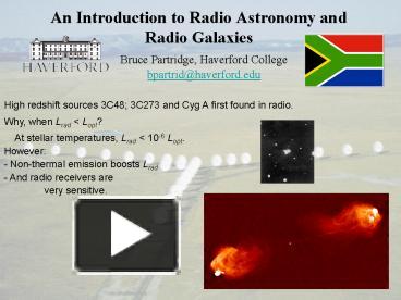 PPT – An Introduction To Radio Astronomy And Radio Galaxies PowerPoint ...