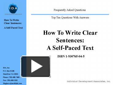 PPT How To Write Clear Sentences A SelfPaced Text ISBN 1930765045