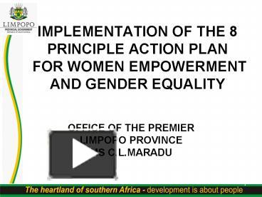 PPT – IMPLEMENTATION OF THE 8 PRINCIPLE ACTION PLAN FOR WOMEN ...