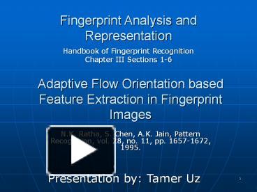 PPT – Fingerprint Analysis And Representation PowerPoint Presentation ...