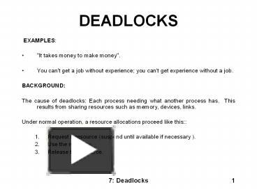 PPT – DEADLOCKS PowerPoint Presentation | Free To Download - Id: 20c364 ...