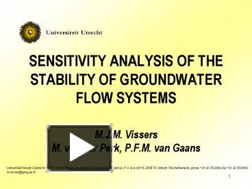 PPT – SENSITIVITY ANALYSIS OF THE STABILITY OF GROUNDWATER FLOW SYSTEMS ...